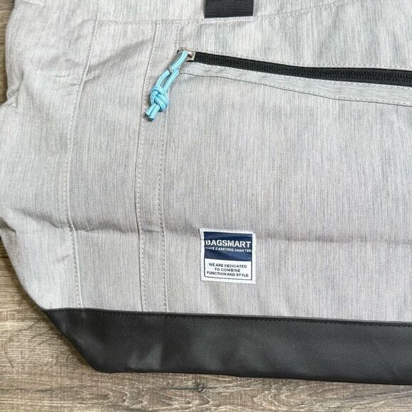 Bagsmart Light Gray Canvas Weekender Tote Bag - NWOT Comes with extras - Picture 3 of 11